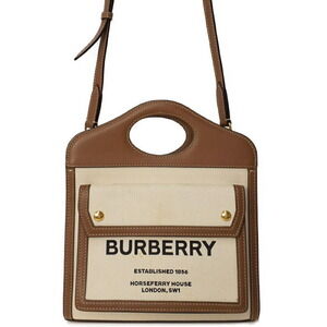 Burberry Two Tone Canvas Leather Pocket Bag